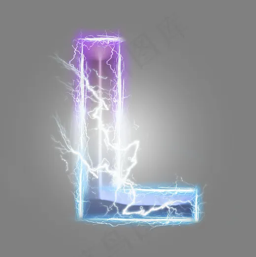 炫酷紫色蓝色闪电字母L(3000*3000px)psd模版下载