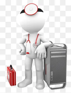卡通小白人修电脑,免抠元素