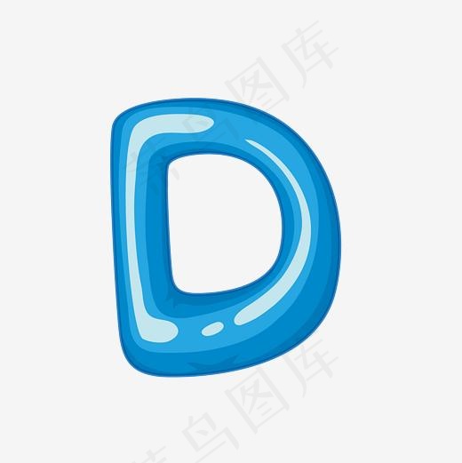 蓝色创意字母D免抠素材