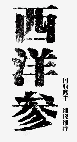 中国风传统西洋参装饰艺术字矢量图案