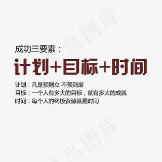 成功三要素计划目标时间艺术字素材