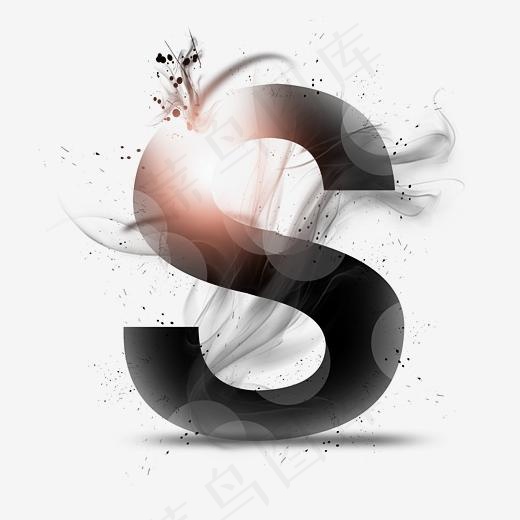 透明水墨艺术字母S(3000*3000px)psd模版下载
