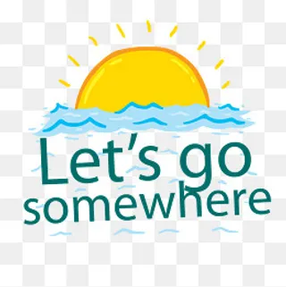 黄蓝色太阳海浪一起去旅行,免抠元素