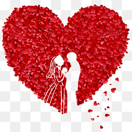 红色玫瑰花爱心婚礼创意装饰,免抠元素