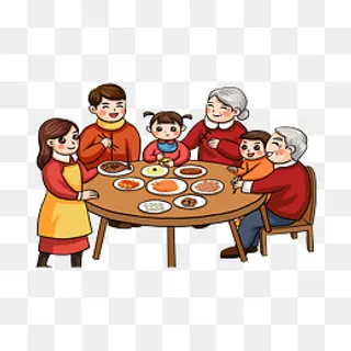 和谐家庭团圆饭素材,免抠元素