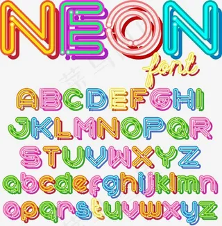 创意霓虹灯光英文字体矢量