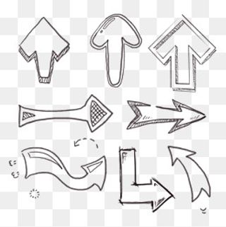 卡通手绘涂鸦线条箭头简笔画,免抠元素