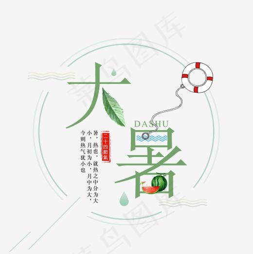 二十四节气大暑艺术字免扣PNG
