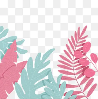 手绘清新大叶植物装饰,免抠元素