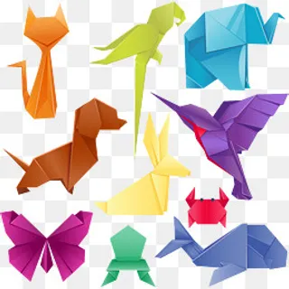 矢量卡通动物折纸,免抠元素