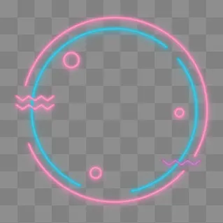矢量圆形霓虹灯酷炫边框,免抠元素