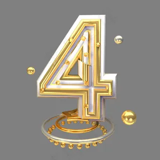 金色倒计时数字4可商用