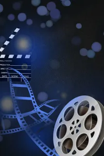 蓝色电影节胶卷海报背景背景图片素材