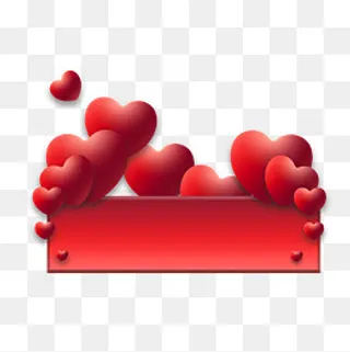 七夕情人节立体不规则爱心对话框,免抠元素