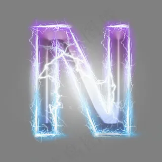 炫酷紫色蓝色闪电字母N