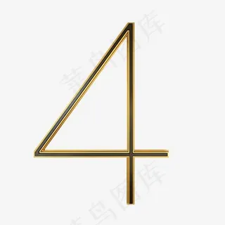 精致黑金立体倒计时数字4PNG下载