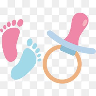 奶嘴脚丫印卡通可爱婴儿用品设计,免抠元素