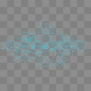 蓝色线条科技多边形装饰图案,免抠元素