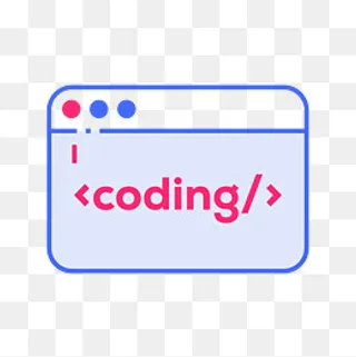 蓝色手绘圆角代码元素,免抠元素