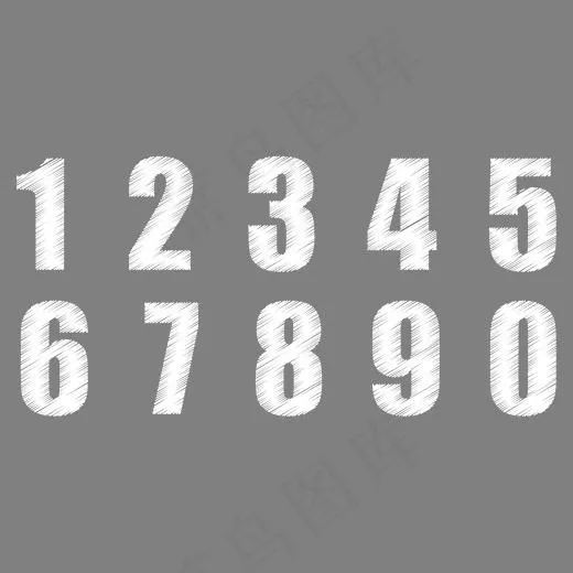 手绘粉笔斜线手写创意艺术数字,免抠元素艺术字(2480*1798px)psd模版下载