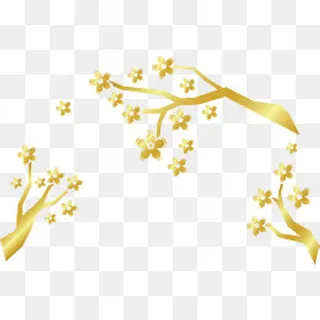 精致树枝上的金色梅花矢量图,免抠元素 精致树枝上的金色梅花矢量图,免抠元素