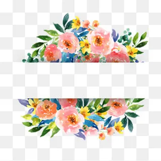 粉色水彩花朵边框 粉色水彩花朵边框