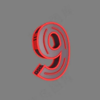 电商C4D立体灯管发光倒计时数字9