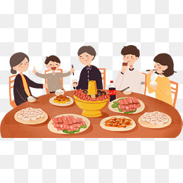 新年开心阖家团圆饭,免抠元素