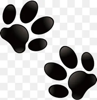 卡通黑色的猫爪印矢量图,免抠元素