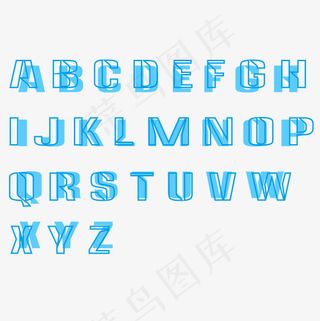 菜鸟图库蓝色英文字母合集艺术字