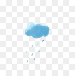 手绘水彩蓝色雨云,免抠元素(2078*2079px)psd模版下载