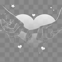 爱在情人节白色卡通爱心牵手装饰