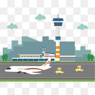 卡通飞机场矢量图下载
