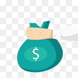 手绘卡通金融交易手拿钱袋子,免抠元素