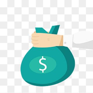 手绘卡通金融交易手拿钱袋子,免抠元素