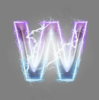炫酷紫色蓝色闪电字母W