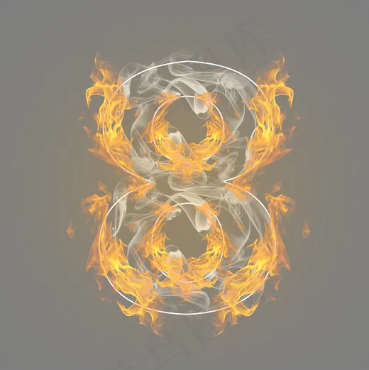 炫酷火焰烟雾光效数字8(3000*3000px)psd模版下载