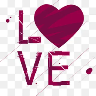 情人节时尚破碎风love文字,免抠元素
