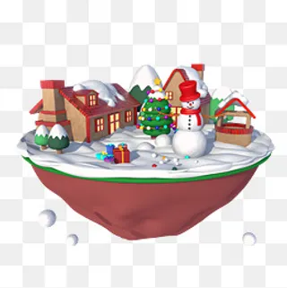 C4D立体圣诞节小岛,免抠元素