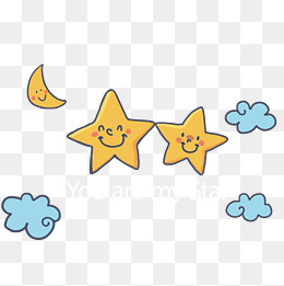 卡通星星月亮云朵下载,免抠元素