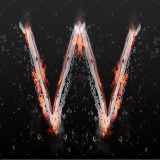 水火交融大写字母艺术字W