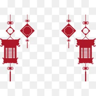春节红色剪纸灯笼,免抠元素