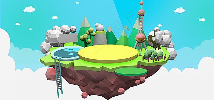 春季上新立体3d设计简约绿色食品海报背景背景图片素材