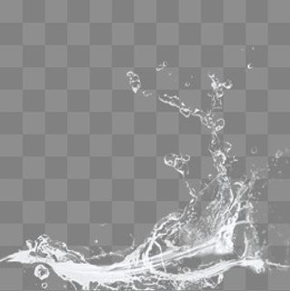 清水喷溅的水花水滴元素,免抠元素