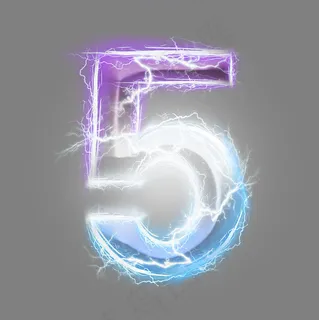 炫酷紫色蓝色闪电数字5