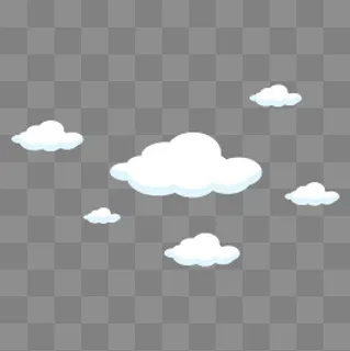 手绘卡通白色云朵,免抠元素
