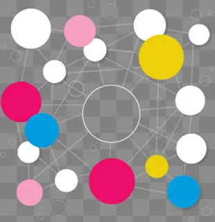 扁平圆形星球关联图PNG图片,免抠元素