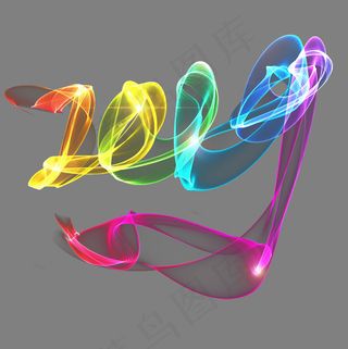 2019七彩飘逸手绘烟雾艺术字