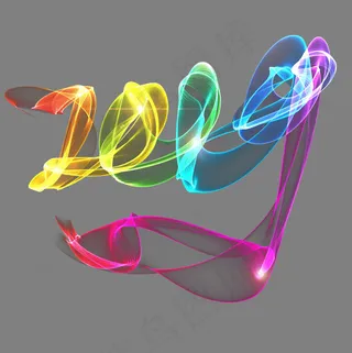 2019七彩飘逸手绘烟雾艺术字