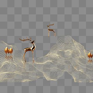 时尚可爱的金属小鹿,免抠元素